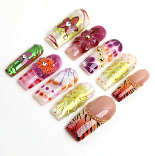Fierce Floral Press On Nail