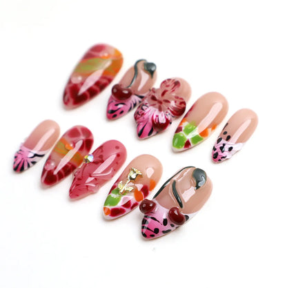 Faux ongles en acrylique à presser Cherry Bomb