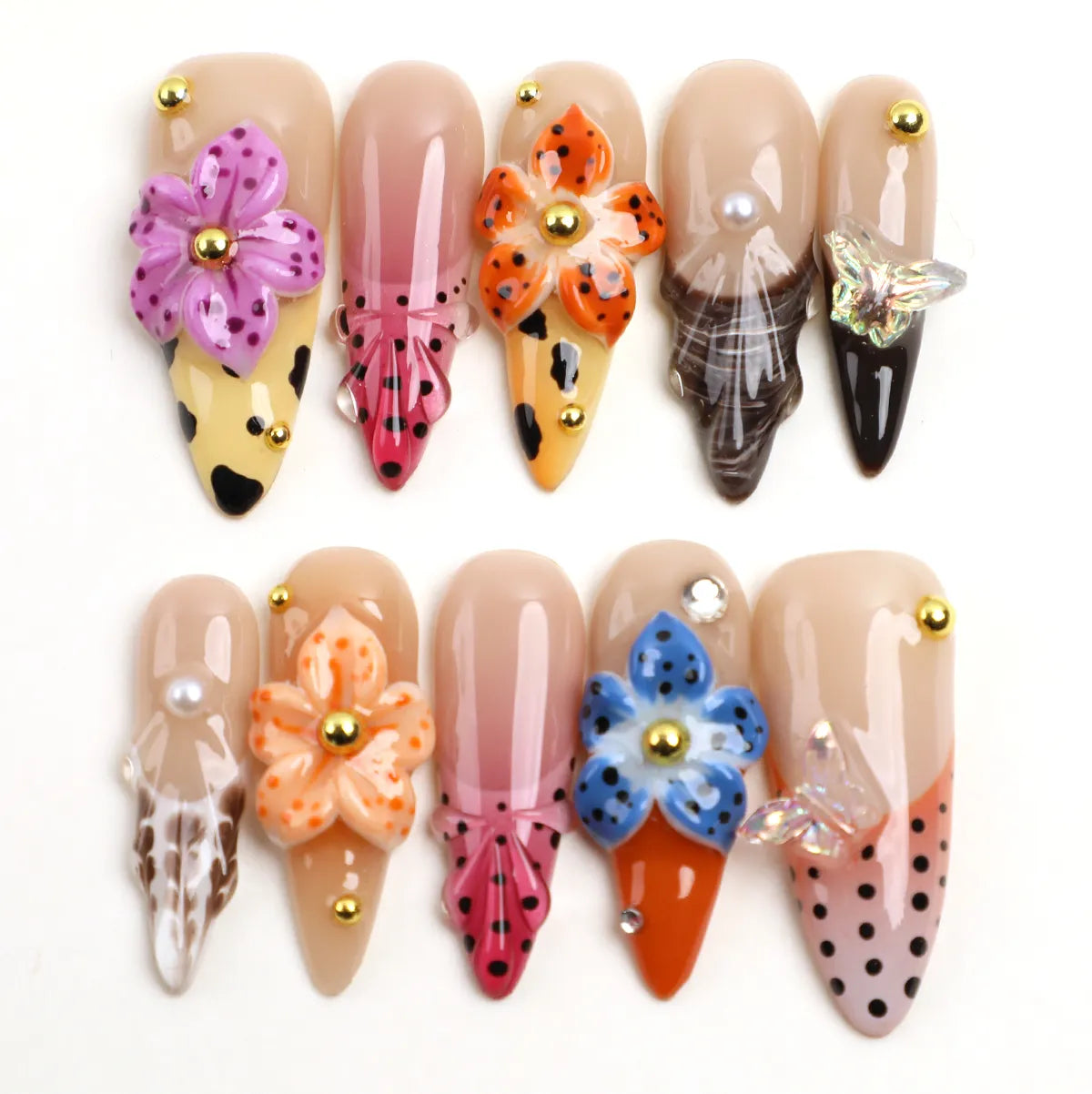 Ensemble de Faux Ongles en Acrylique Saveur Bonbon
