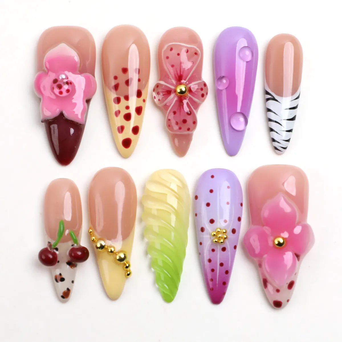 Faux ongles à presser en acrylique "Jardin de bonbons" press-on nails