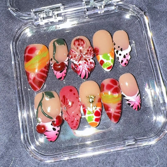 cherry bomb press on nail unboxing picture from musemoodnail customer