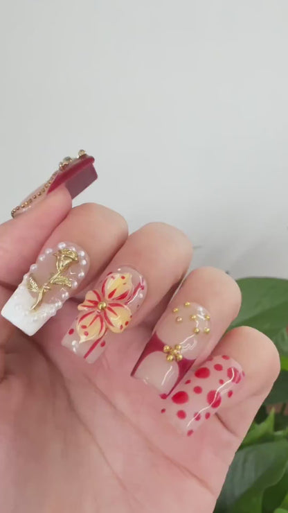 Autumn Garden Square Acrylic Press On Nail