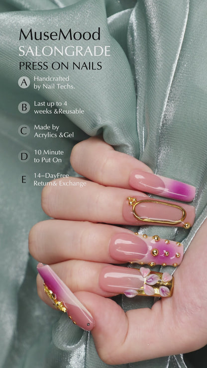 Pinky Promise Square Shape Handmade Luxury Medium Length Pink Press On Nail Set For Beginner Daily Wear Party Dinner